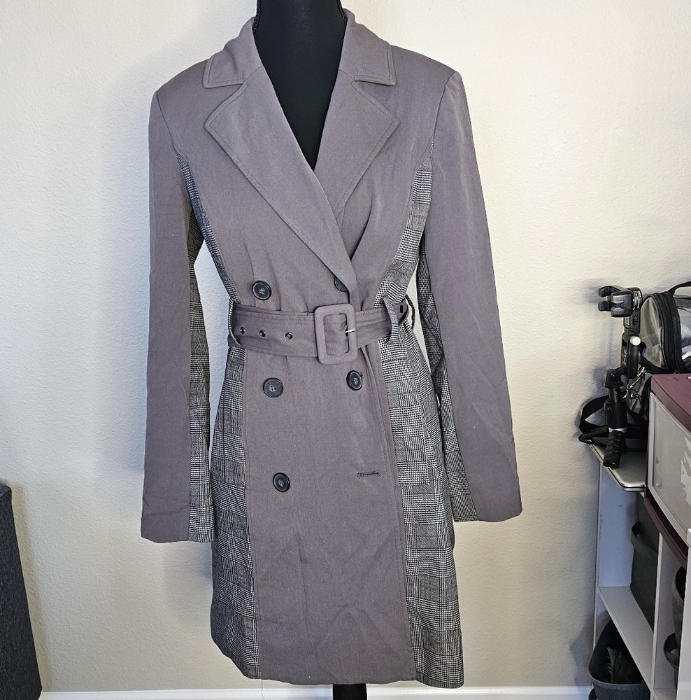 Women's Gray Double-Breasted Coat
